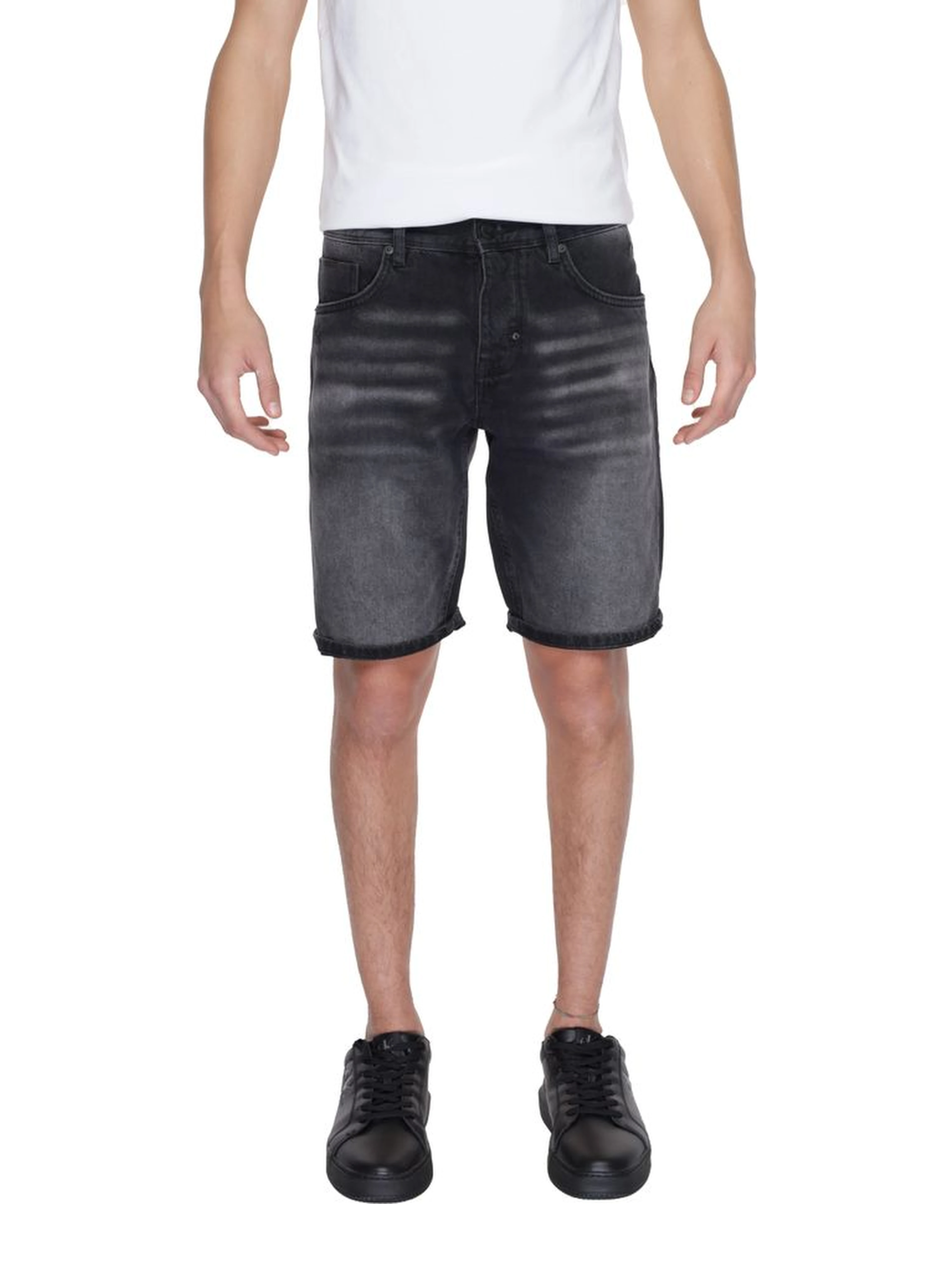 Black Cotton Bermuda Shorts