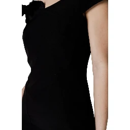 Black Polyester Midi Dress
