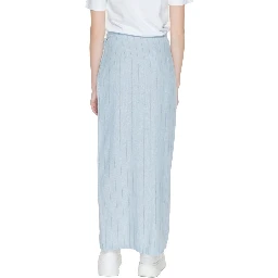 Light Blue Linen Long Skirt