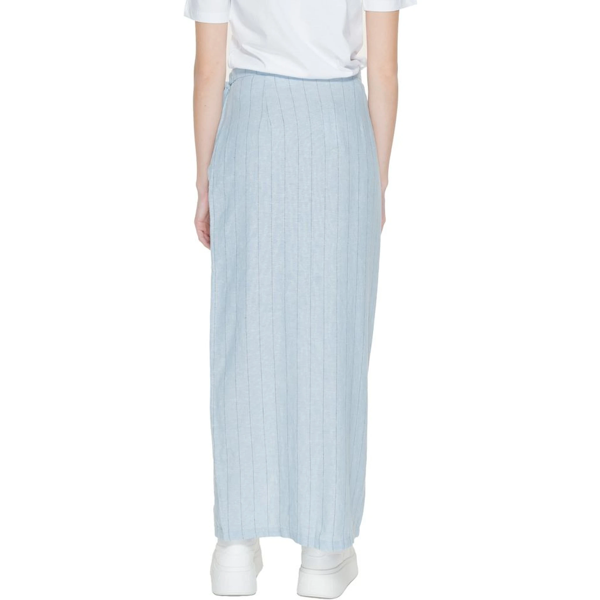 Light Blue Linen Long Skirt