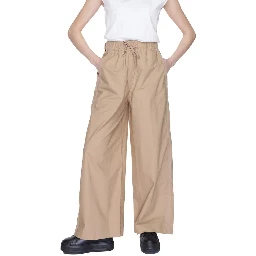 Beige Cotton Casual Pants