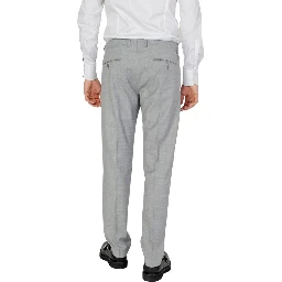 Gray Polyester Dress Pants
