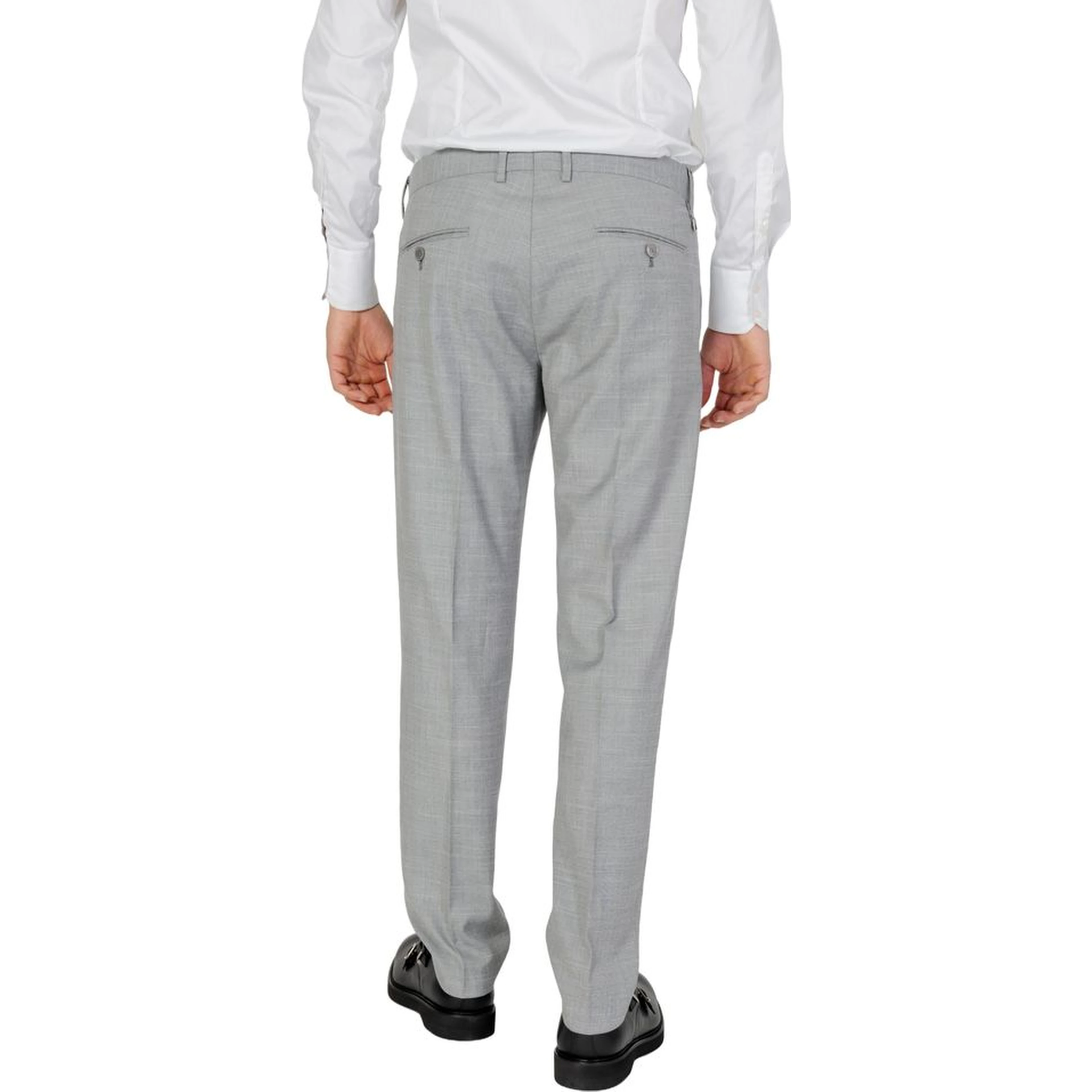 Gray Polyester Dress Pants