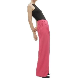 Pink Polyester Casual Pants