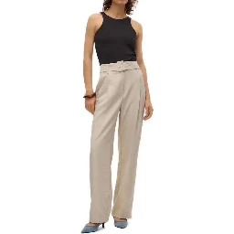 Gray Polyester Casual Pants