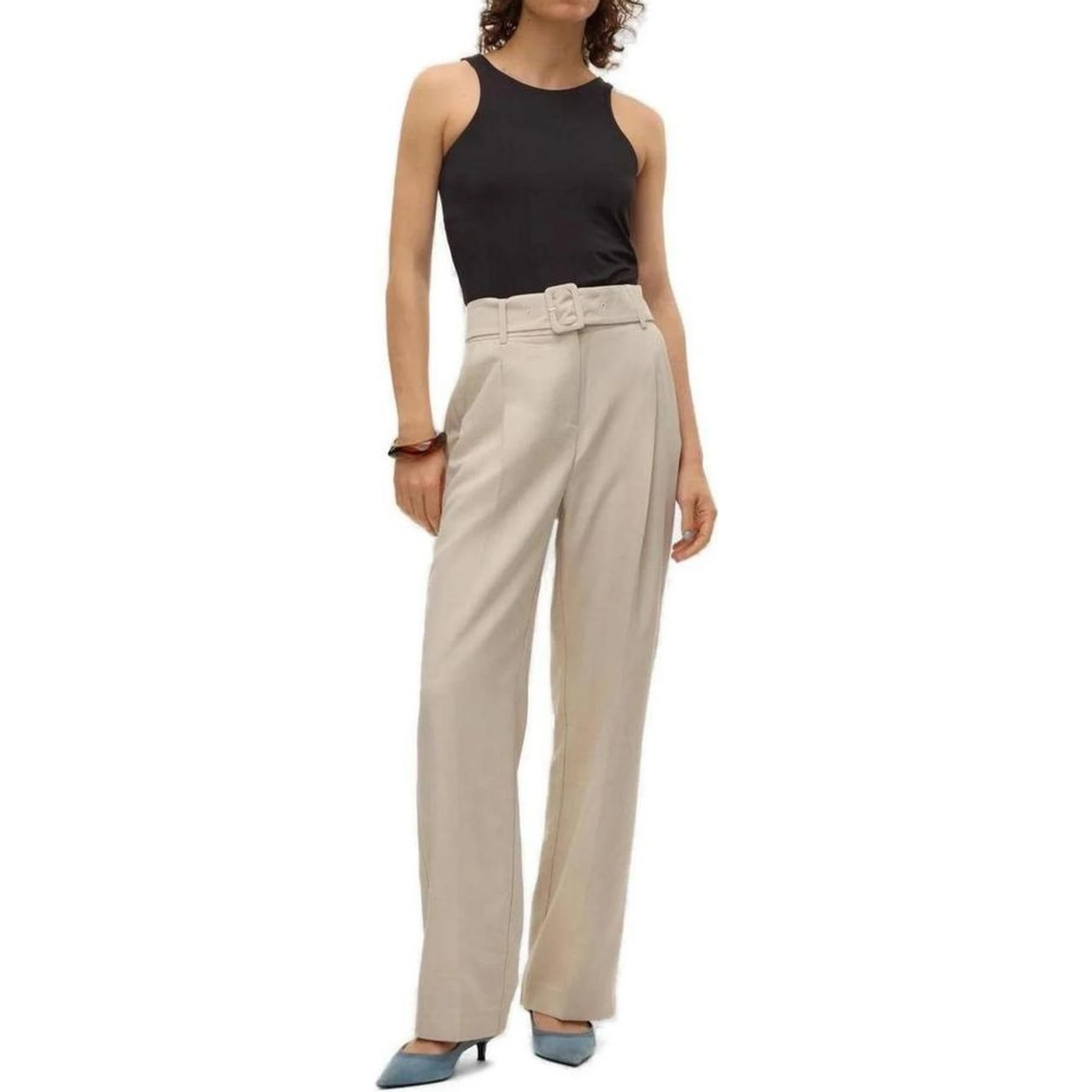 Gray Polyester Casual Pants