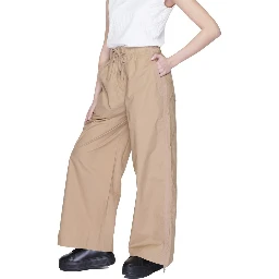 Beige Cotton Casual Pants