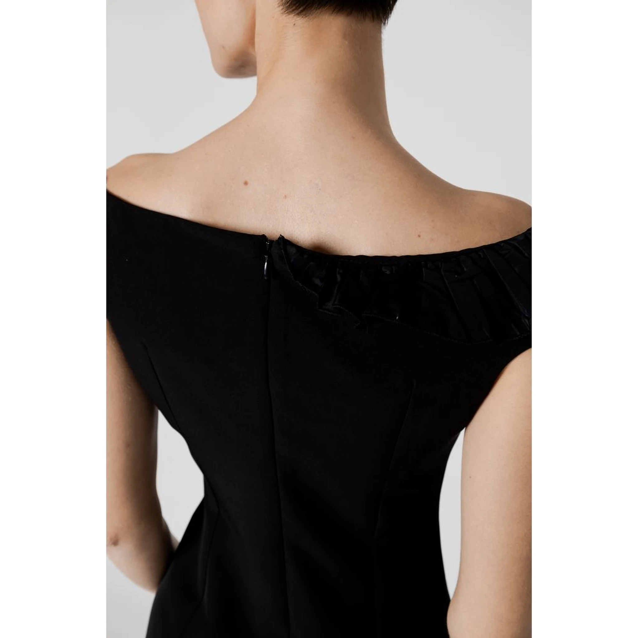 Black Polyester Midi Dress
