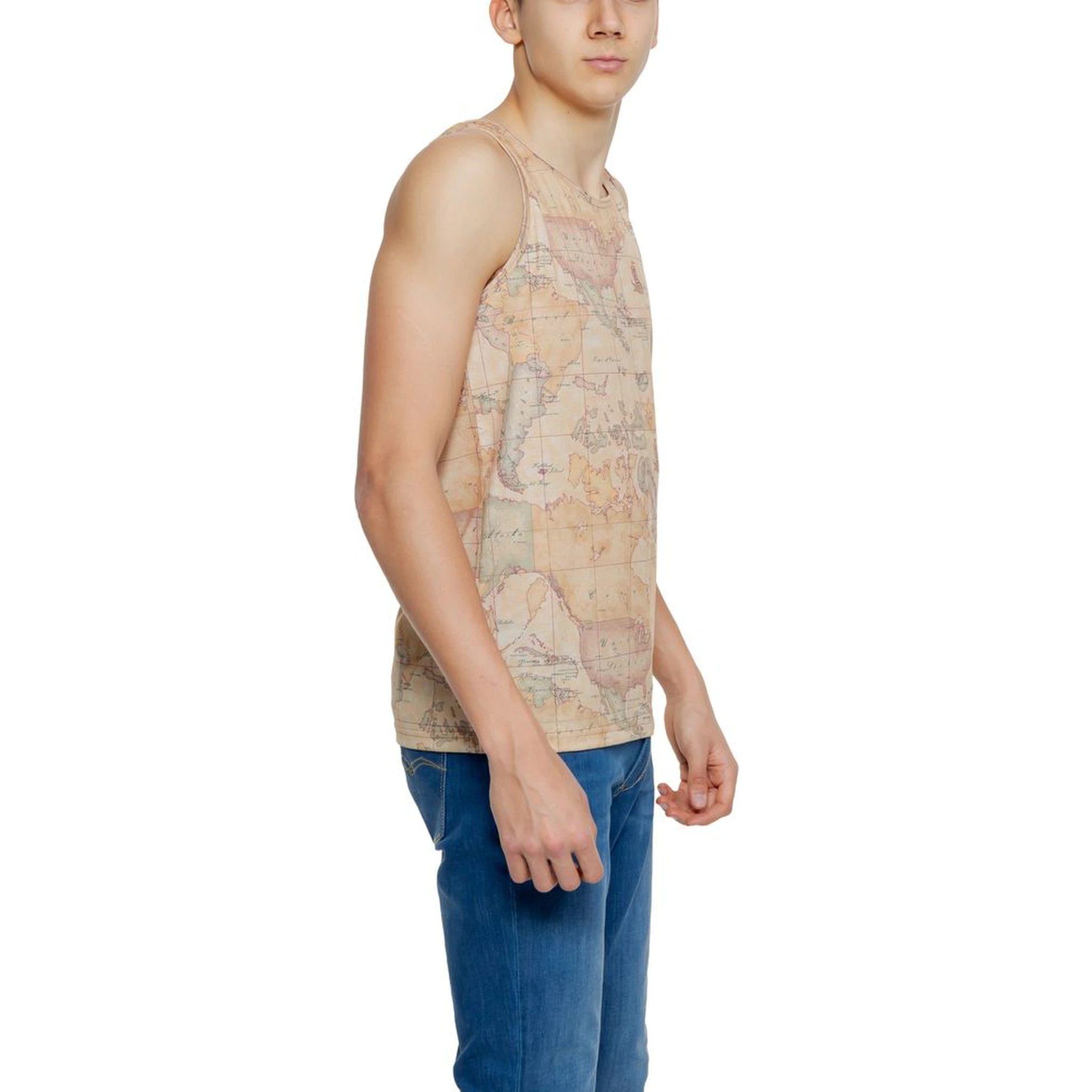 Beige Polyester Tank Tops