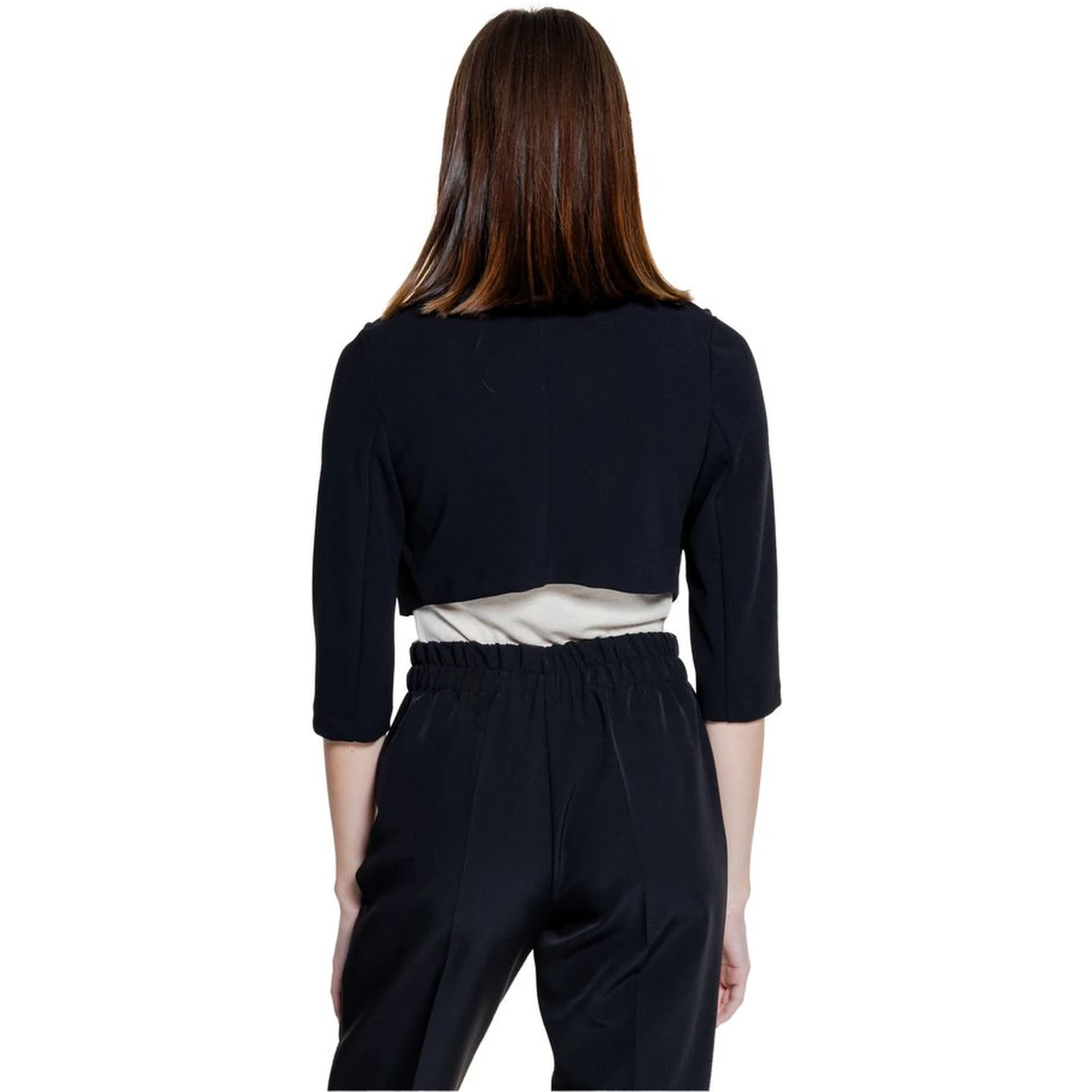 Black Polyester Sleveless Jacket