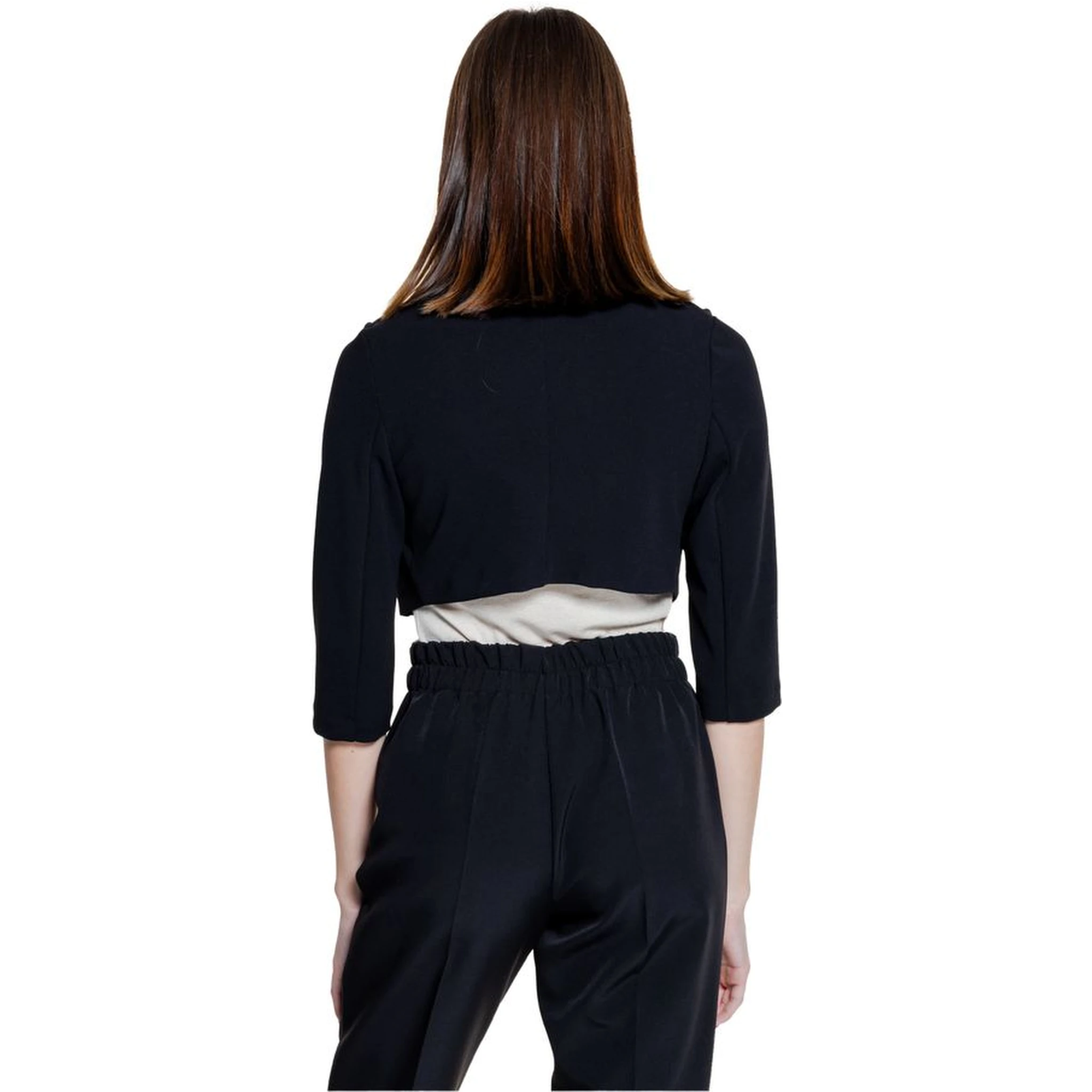 Black Polyester Sleveless Jacket