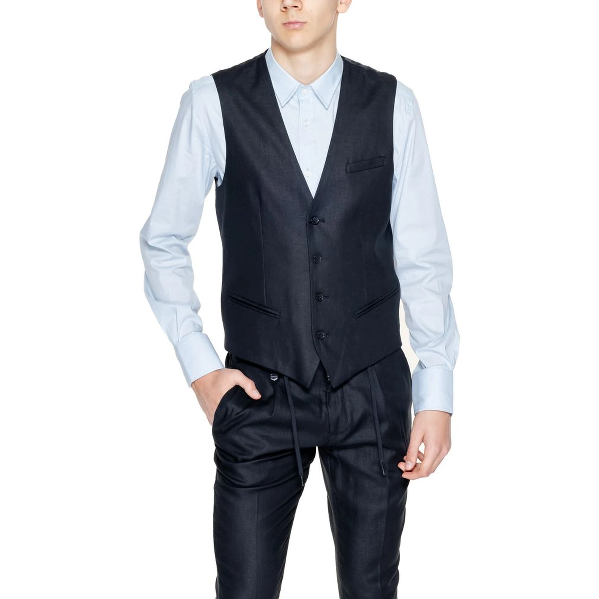 Black Linen Waistcoat