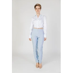 Blue Polyester Dress Pants