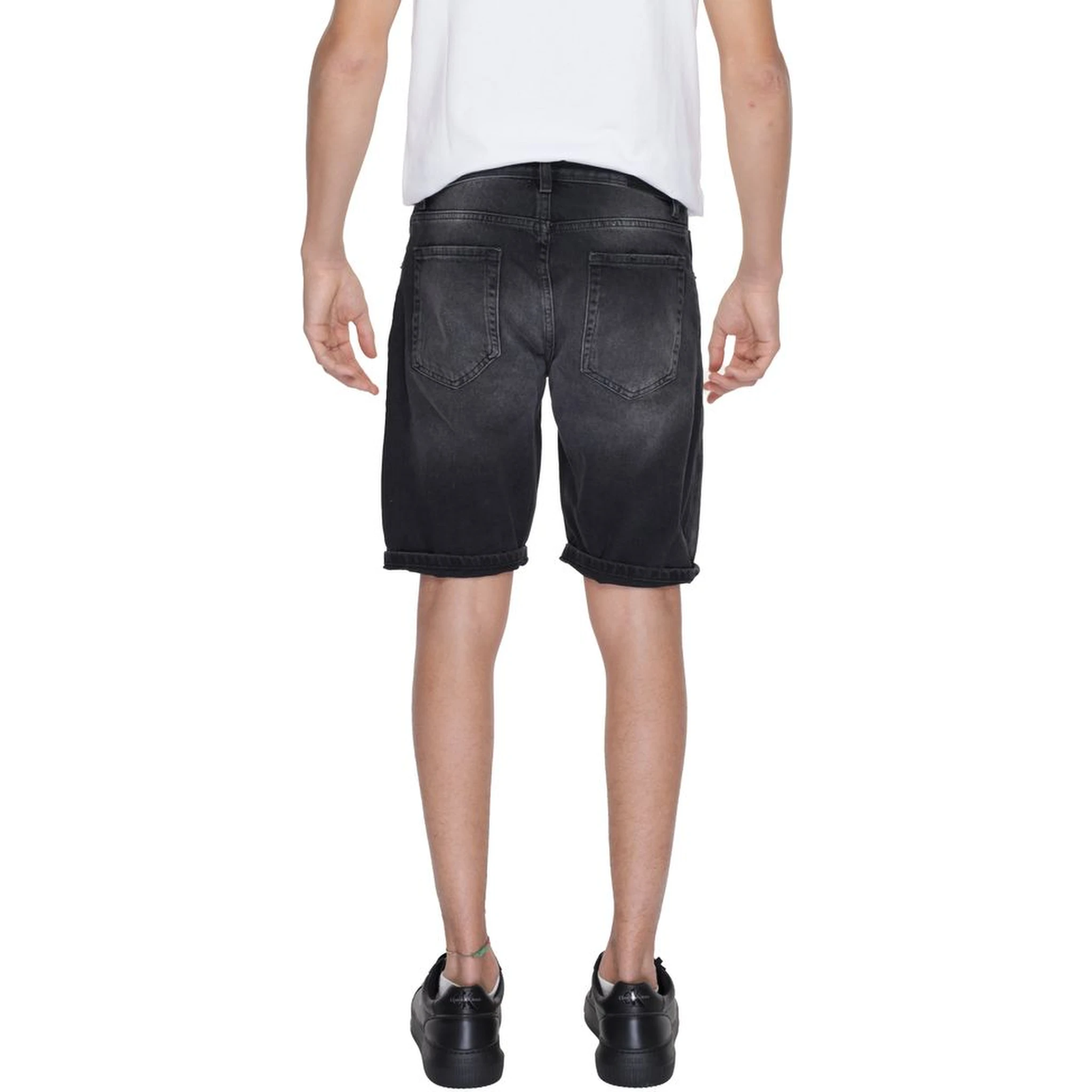 Black Cotton Bermuda Shorts