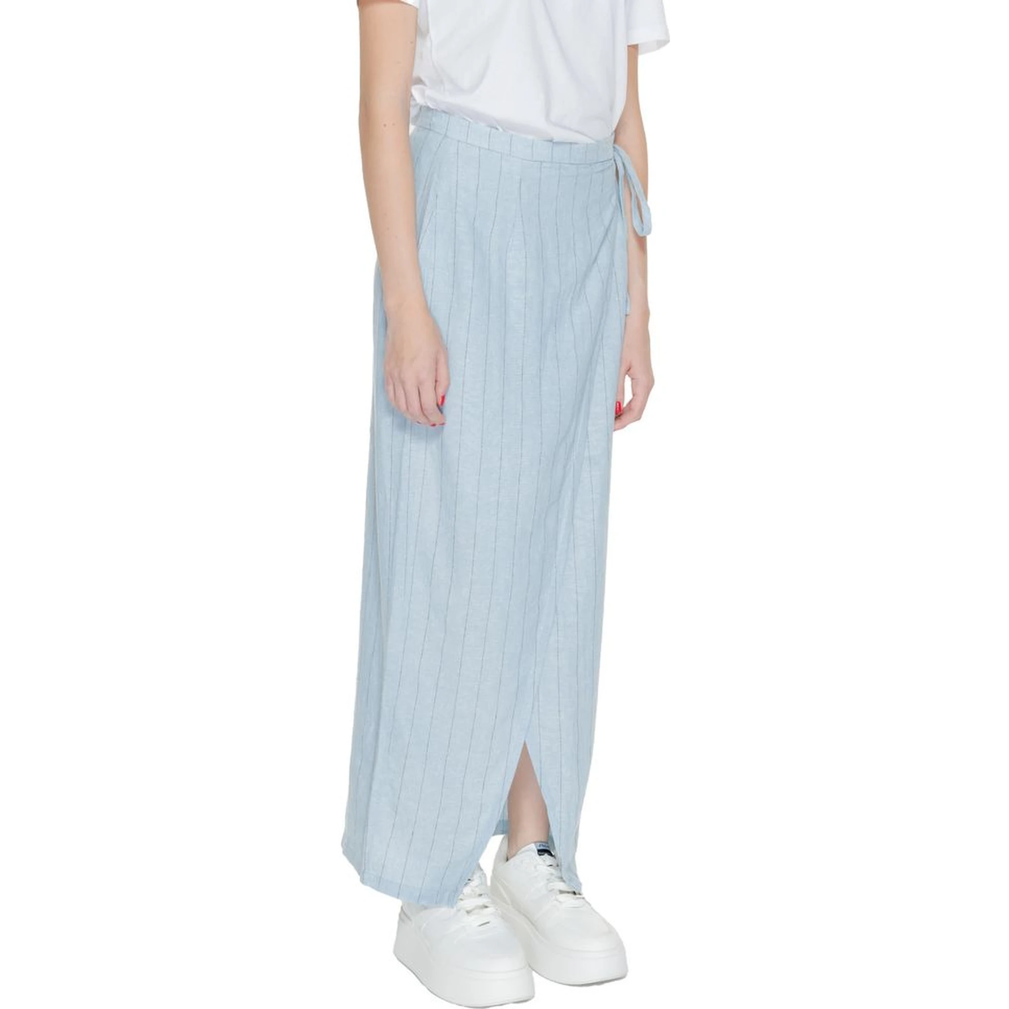 Light Blue Linen Long Skirt