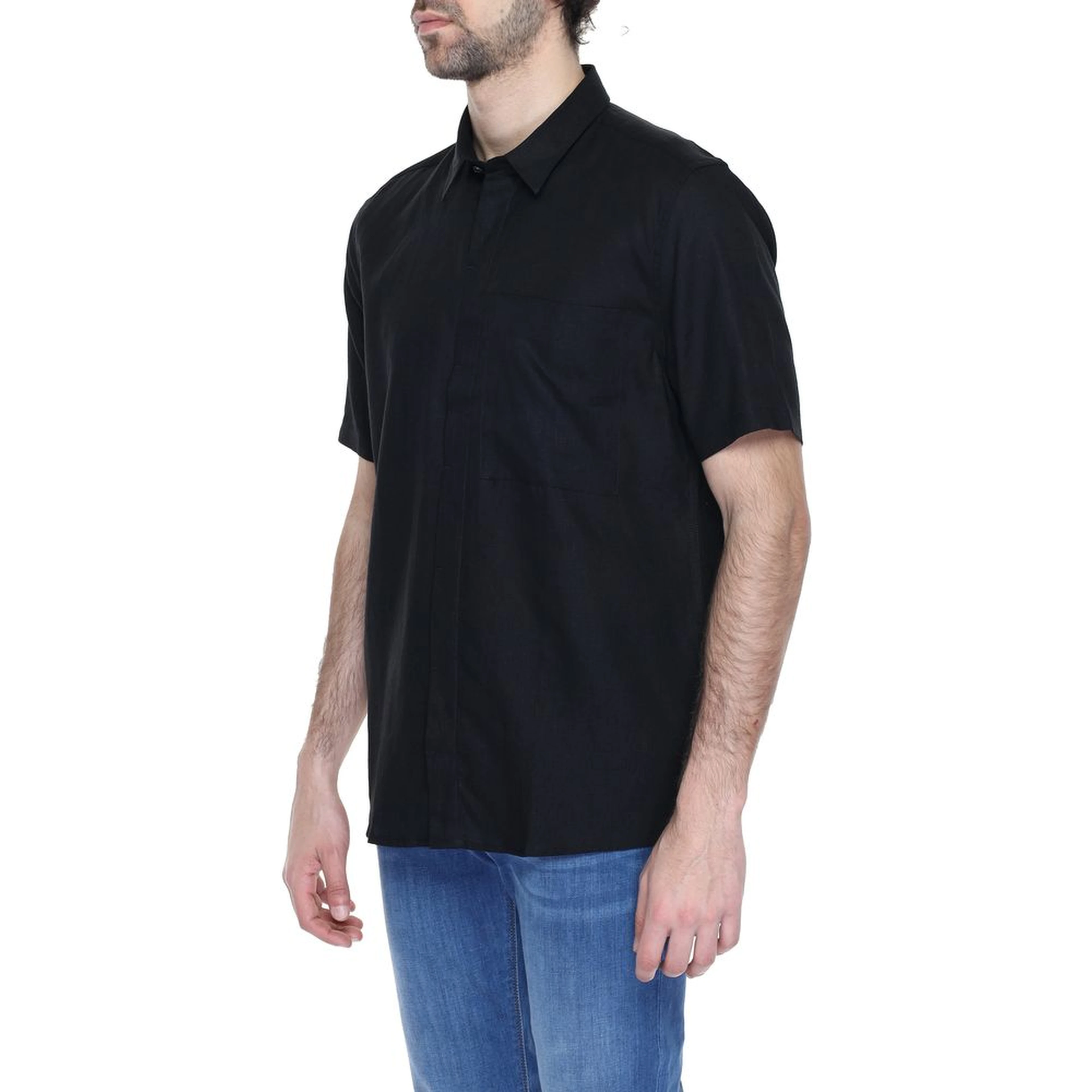 Black Linen Shortsleeve Shirt