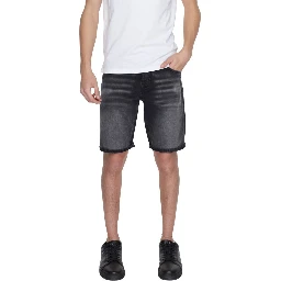 Black Cotton Bermuda Shorts