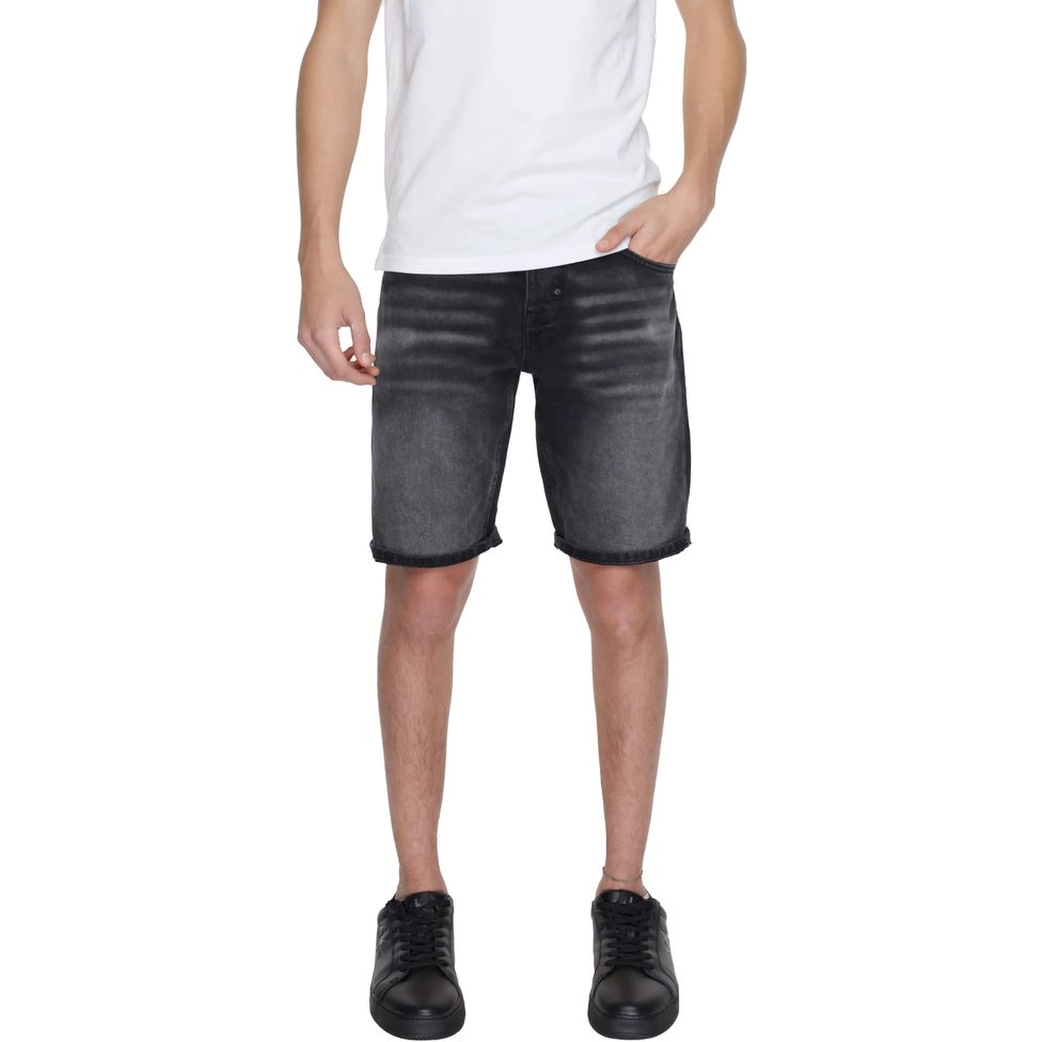 Black Cotton Bermuda Shorts