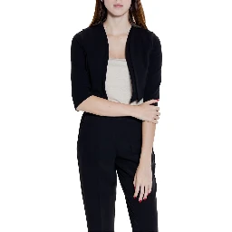 Black Polyester Sleveless Jacket