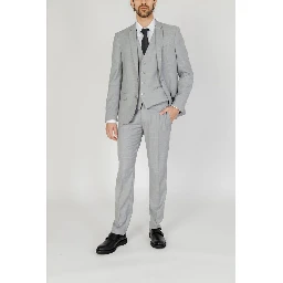 Gray Polyester Dress Pants