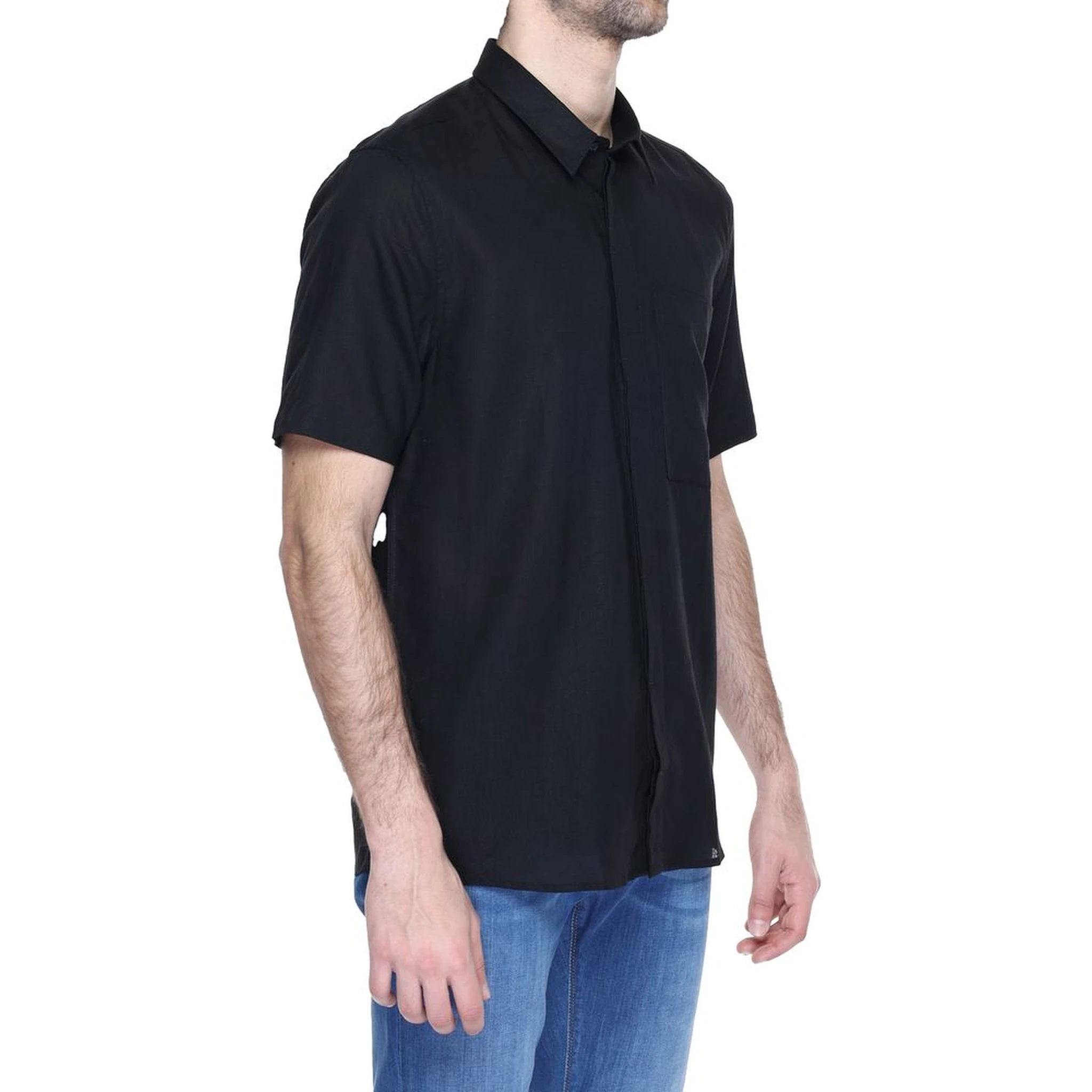 Black Linen Shortsleeve Shirt