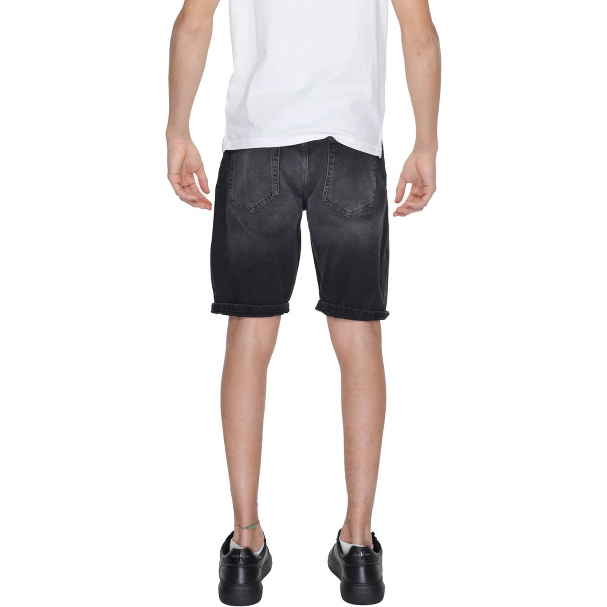 Black Cotton Bermuda Shorts