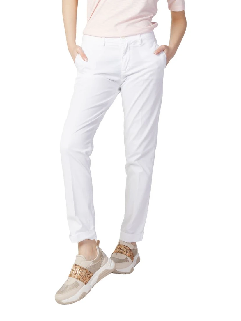 White Cotton Casual Pants