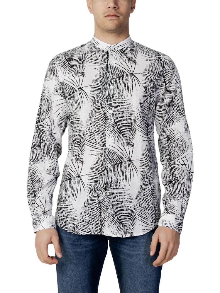 Black Linen Pattern Shirt