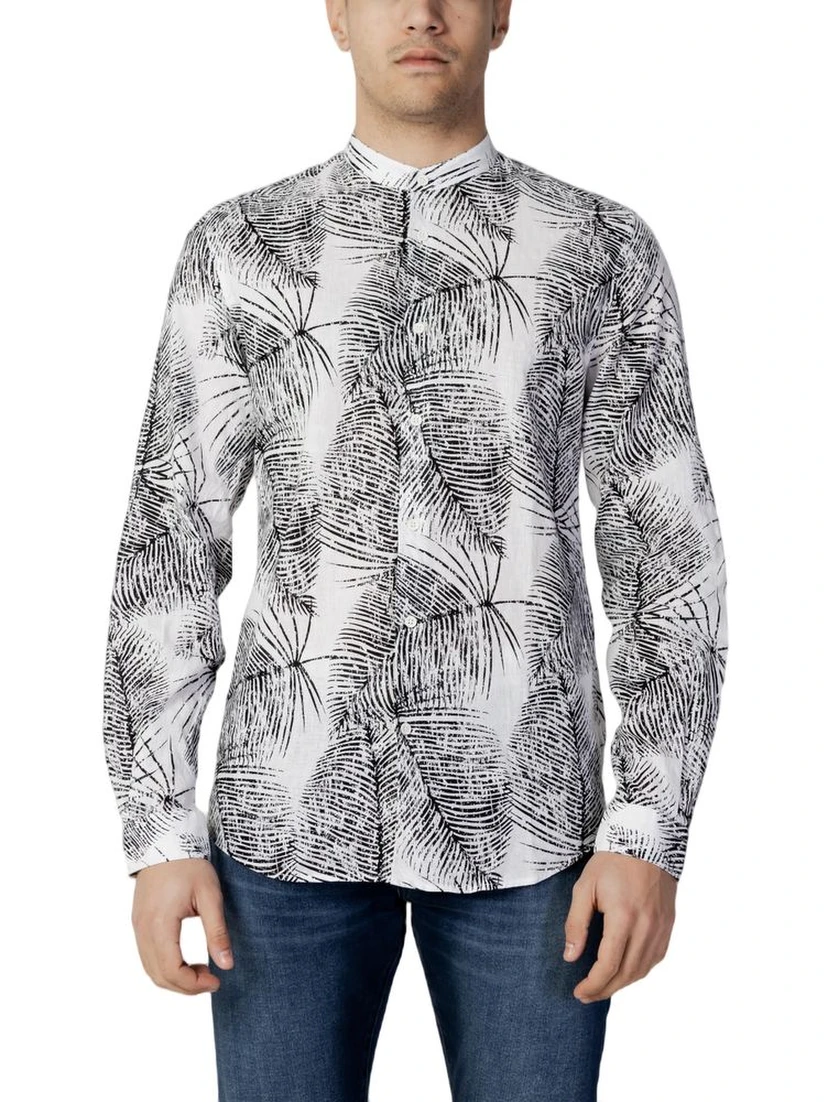 Black Linen Pattern Shirt