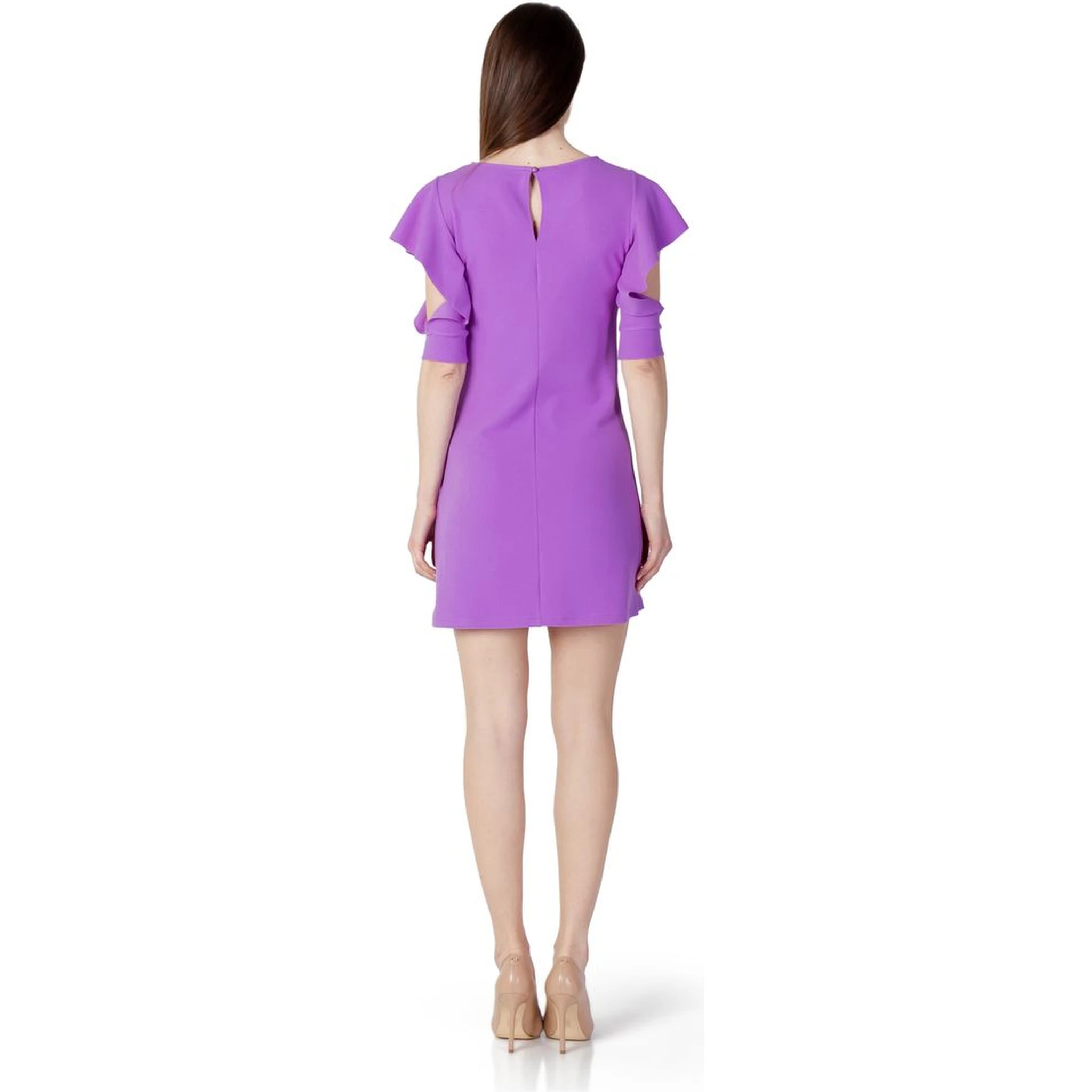 Purple Polyester Midi Dress