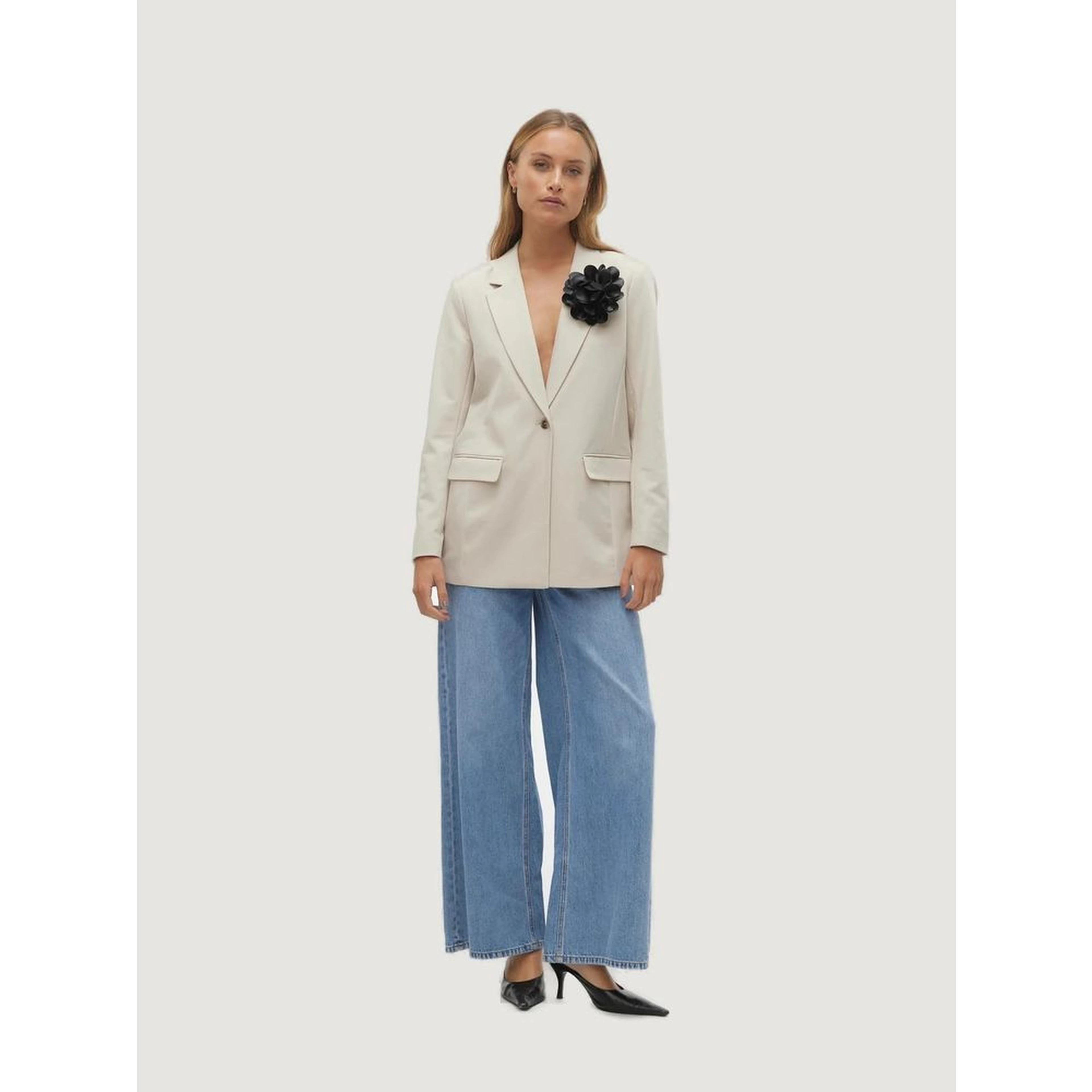 Beige Polyester Blazer