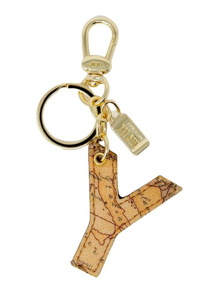 Beige Artificial Leather Keychain
