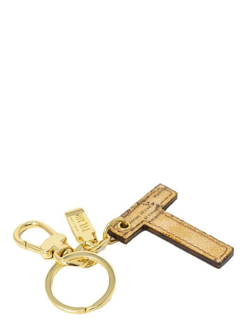 Beige Leather Keychain