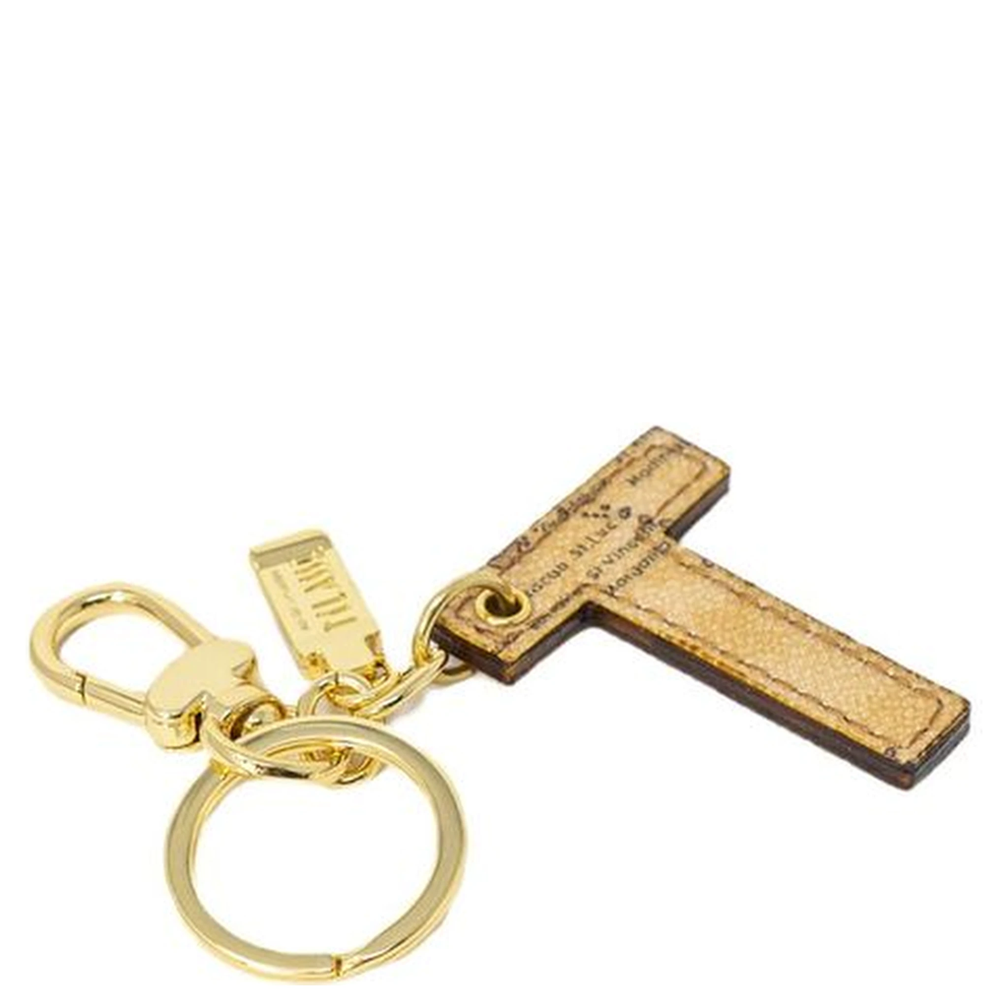 Beige Leather Keychain