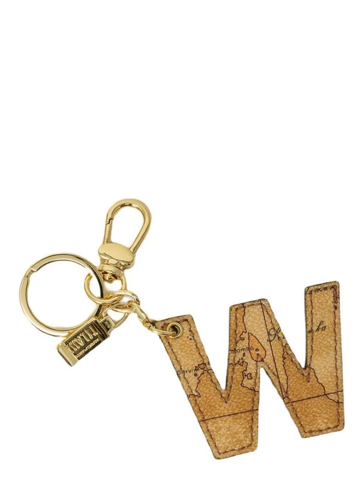 Beige Leather Keychain