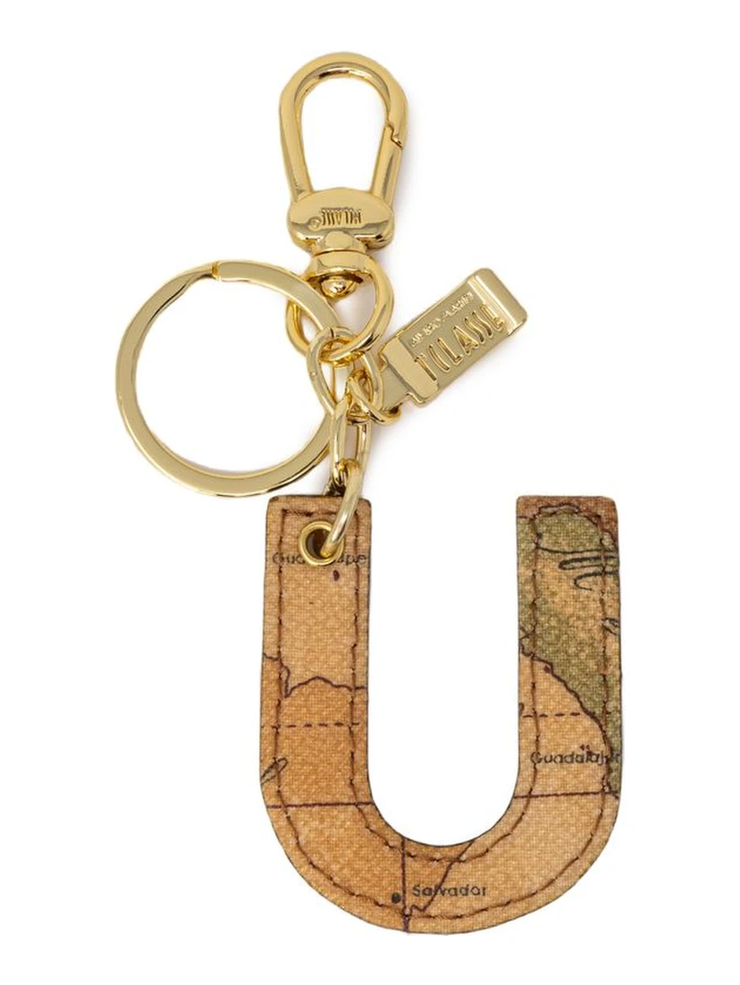 Beige Leather Keychain