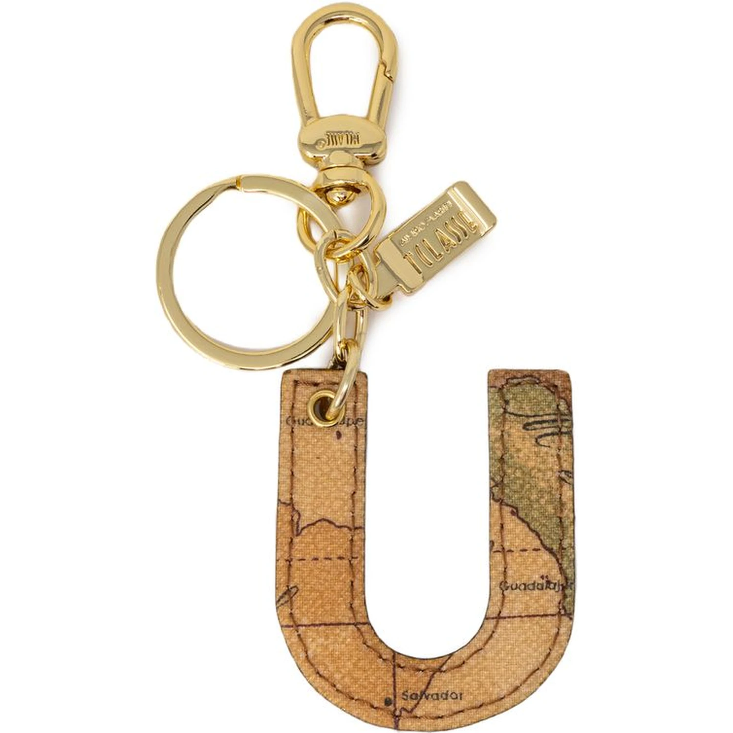 Beige Leather Keychain
