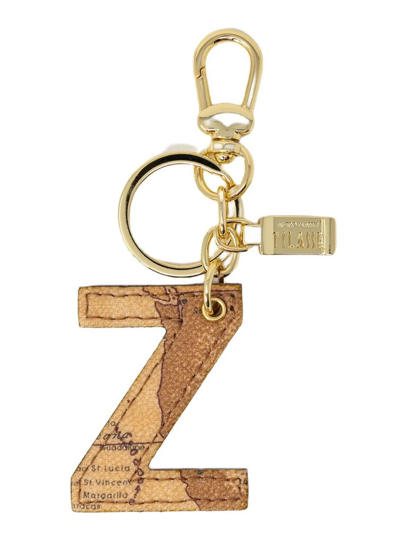 Beige Leather Keychain