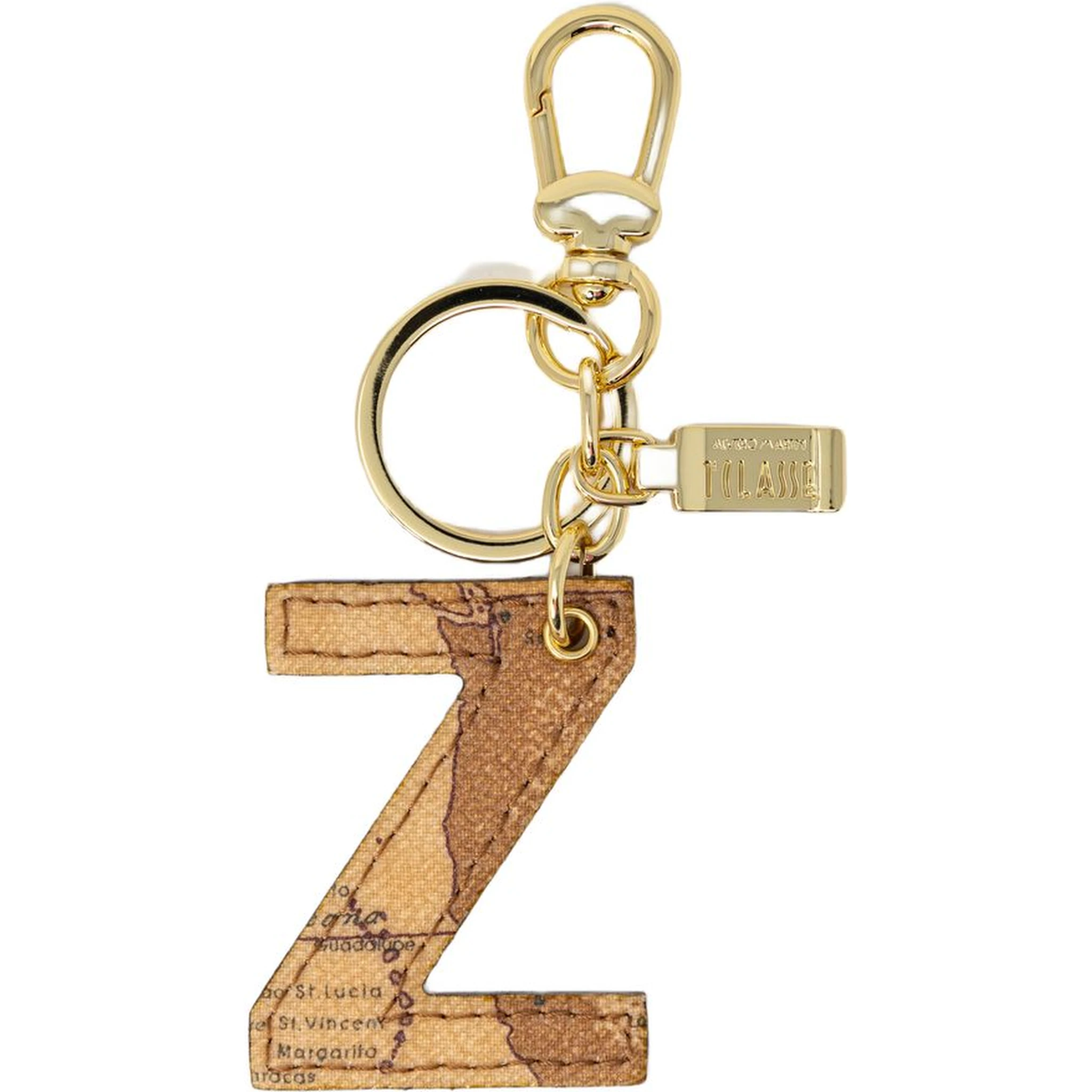 Beige Leather Keychain