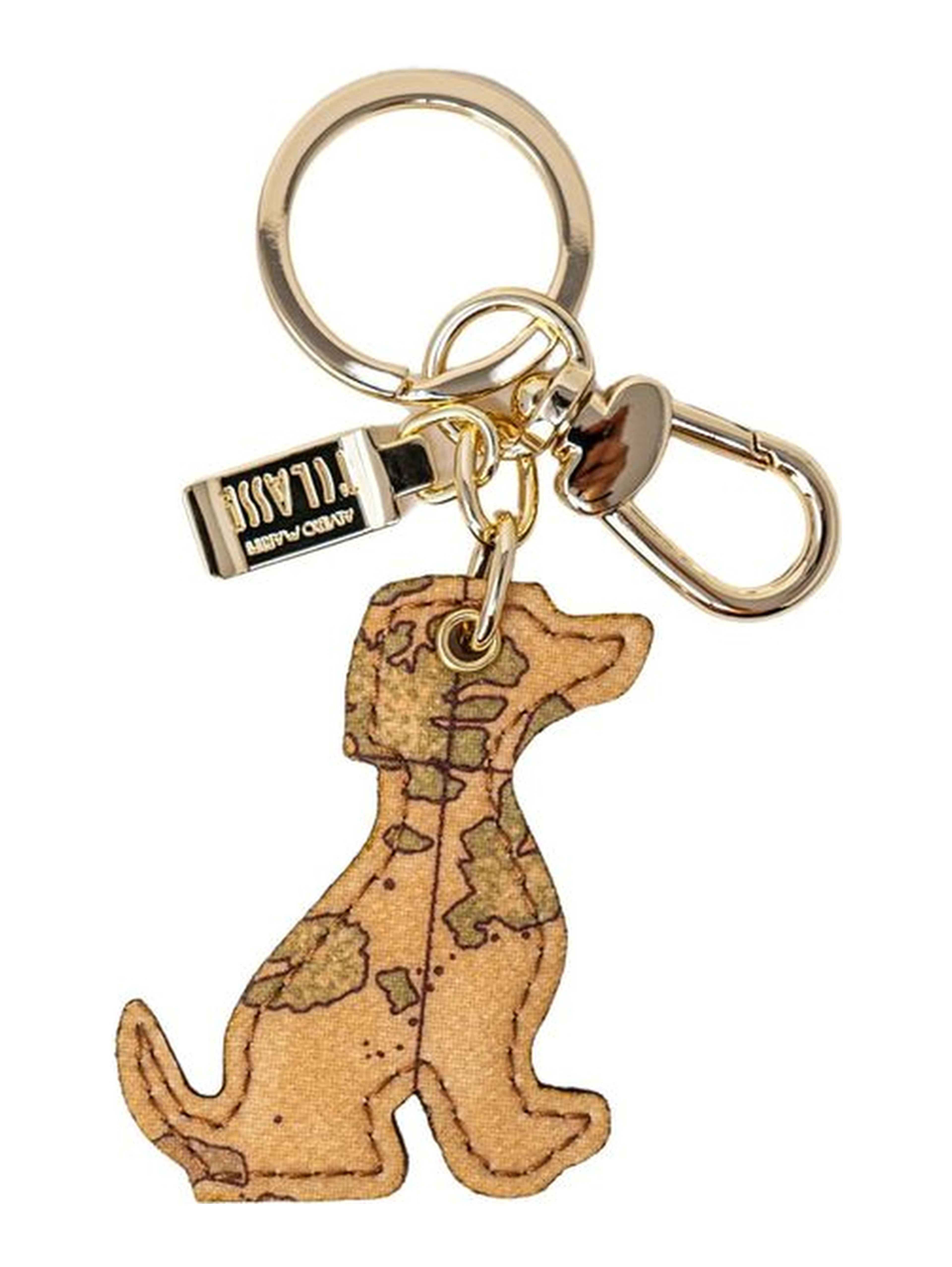 Beige Leather Keychain