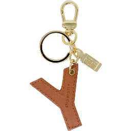 Beige Artificial Leather Keychain