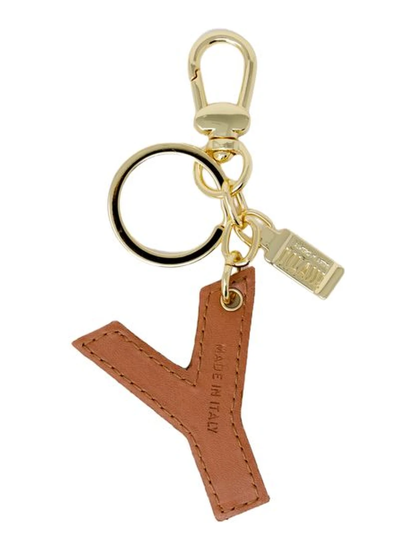 Beige Artificial Leather Keychain