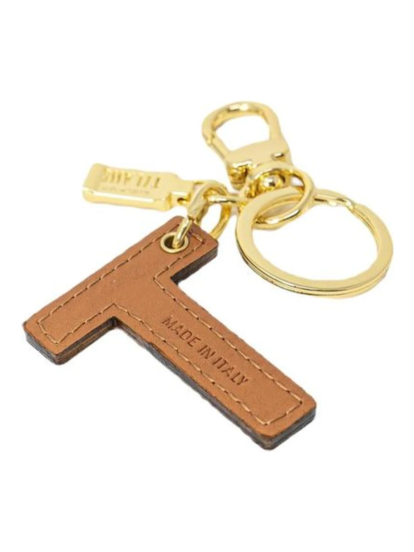 Beige Leather Keychain