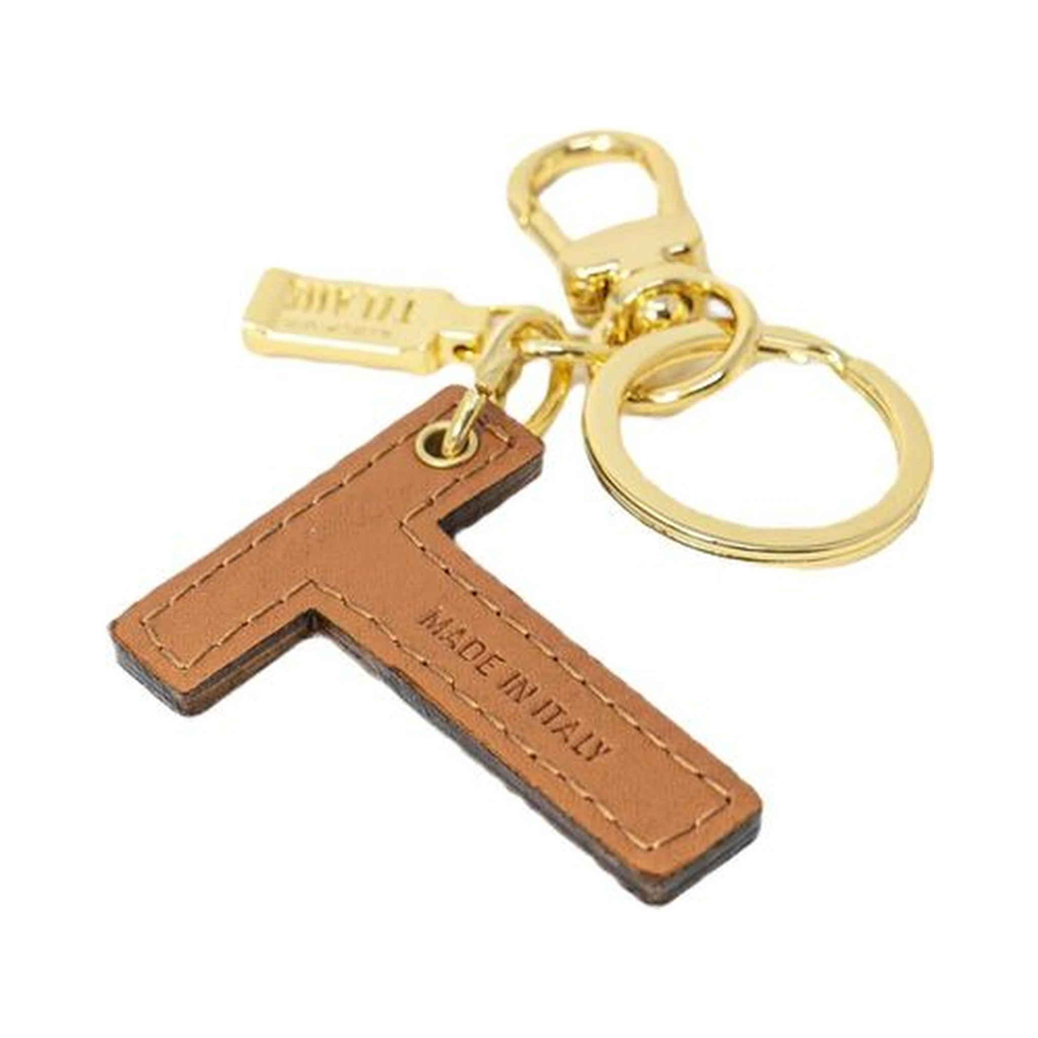 Beige Leather Keychain