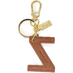 Beige Leather Keychain