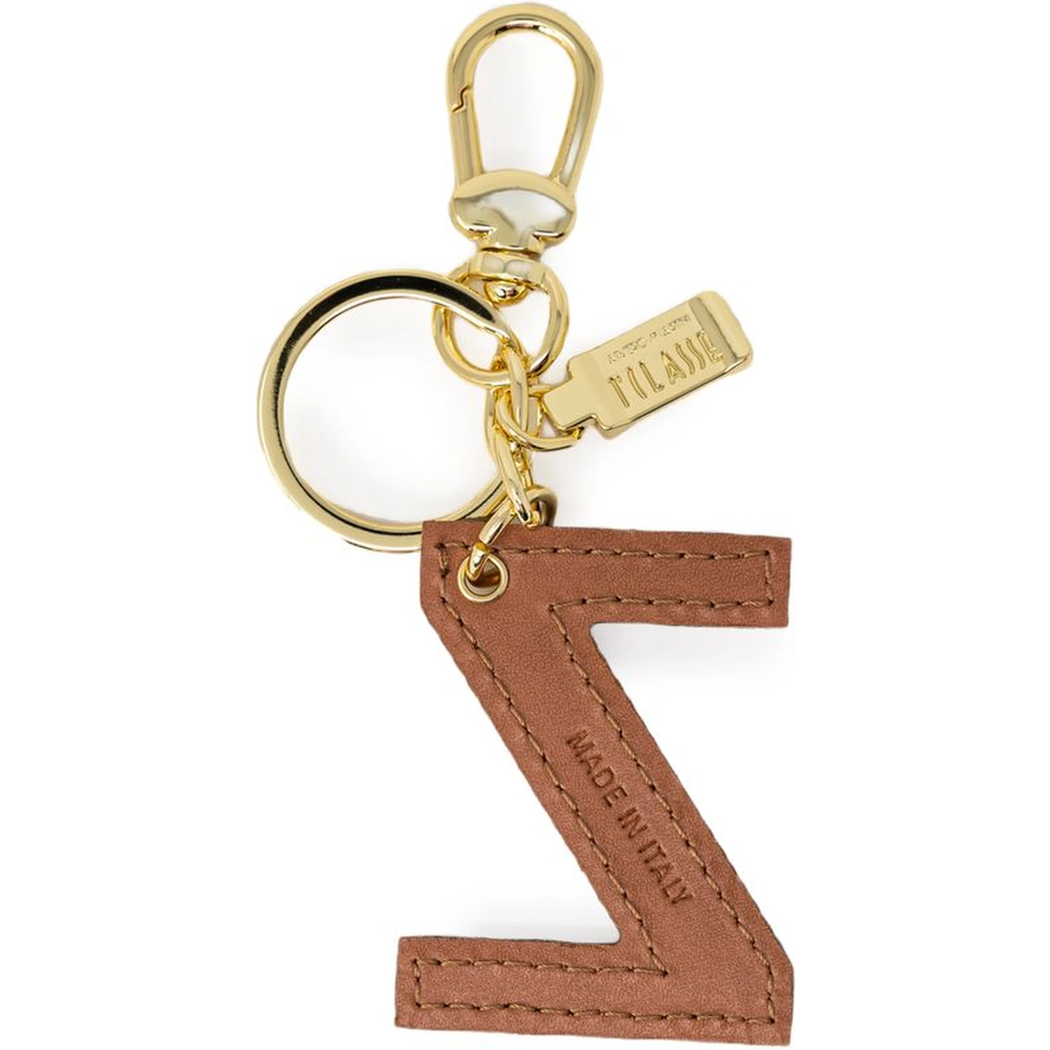 Beige Leather Keychain