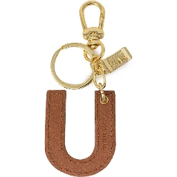 Beige Leather Keychain