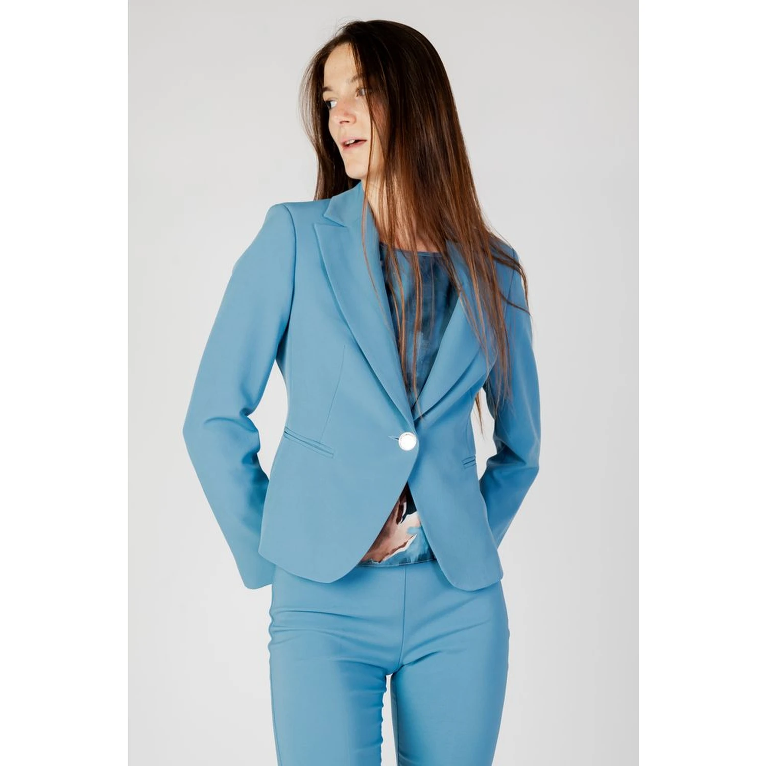 Turquoise Polyester Blazer