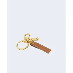 Beige Leather Keychain
