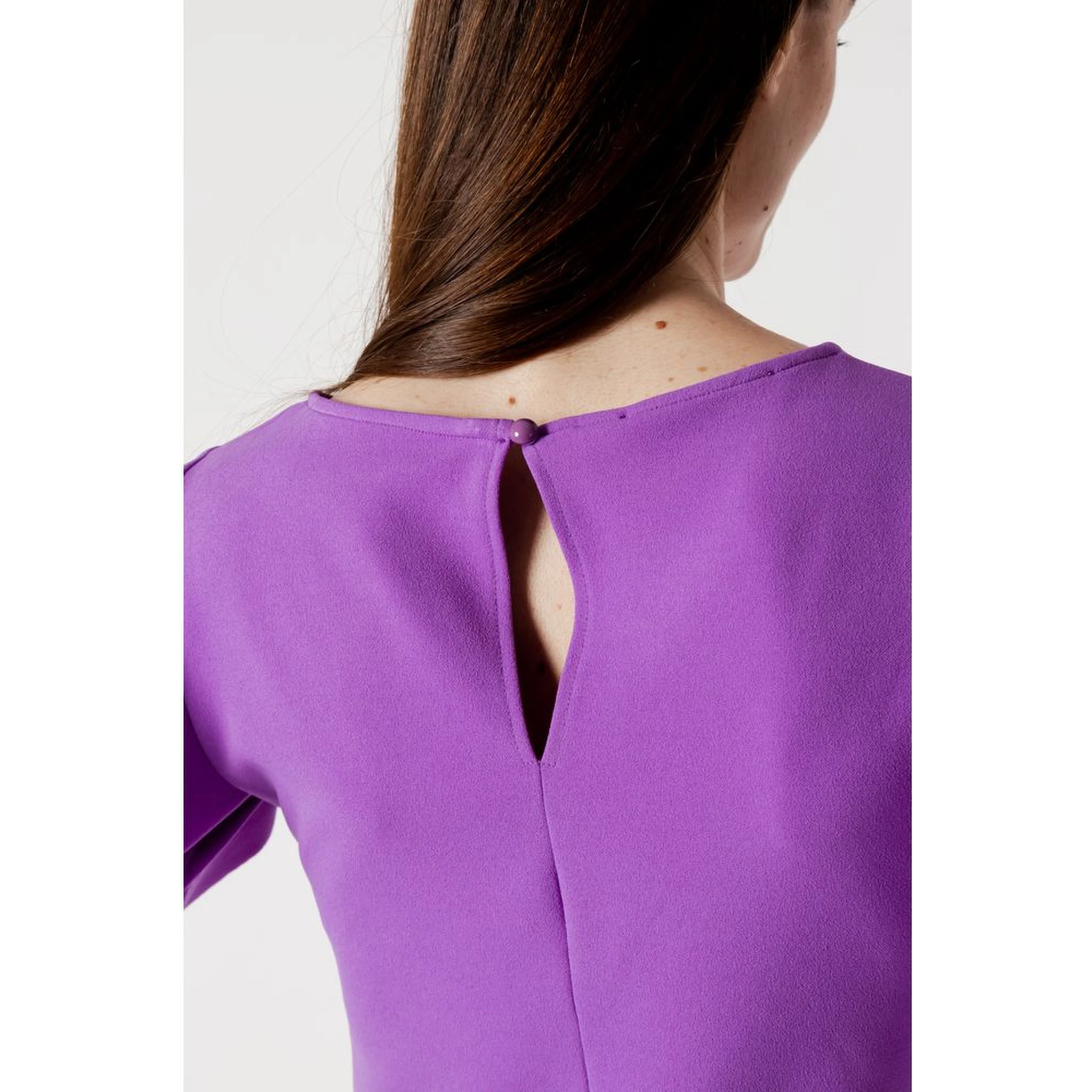 Purple Polyester Midi Dress